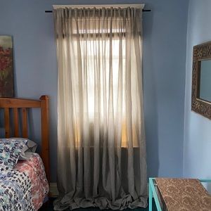 Gray striped curtain set